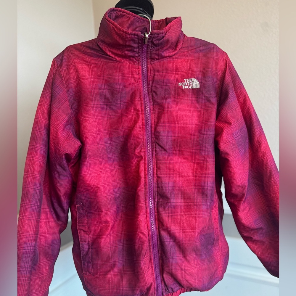 Girls (size see measurements. Likely 16) The North Face Burgundy Plaid Jacket